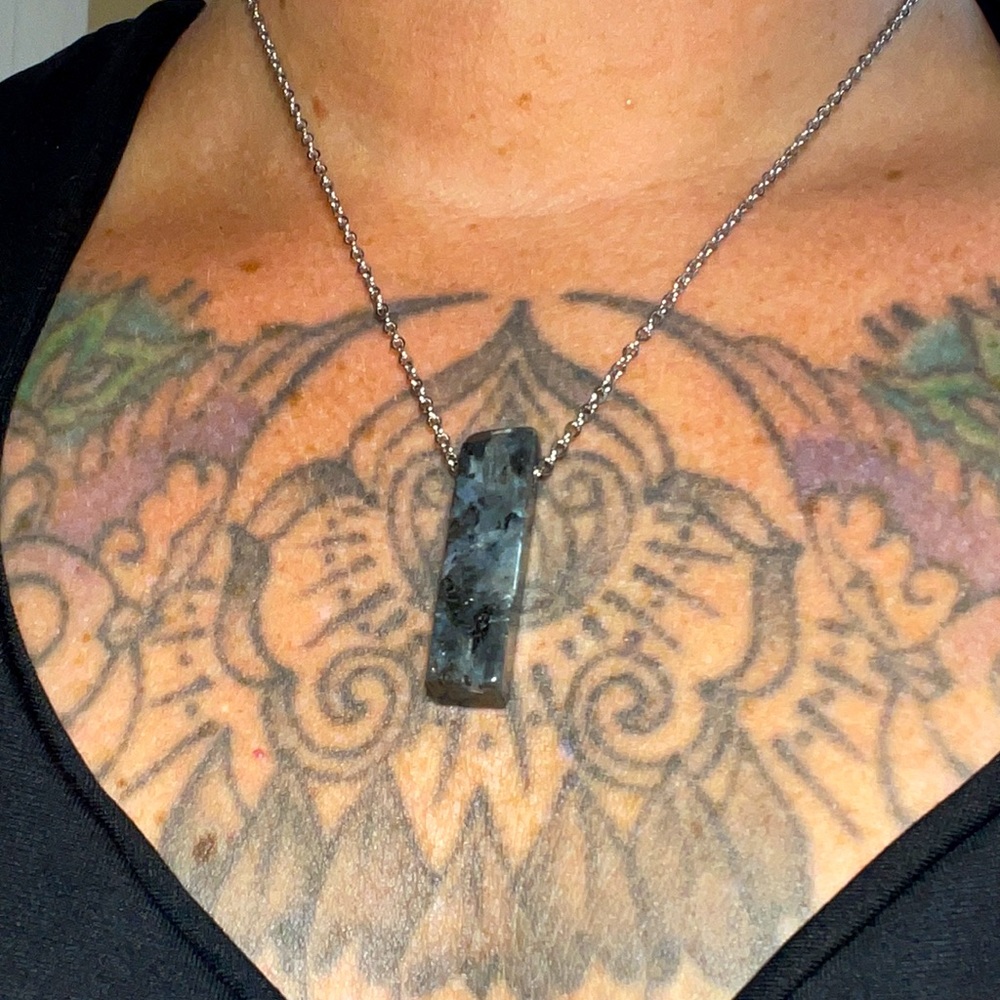 Labradorite Bar Necklace Crystal Healing Calming